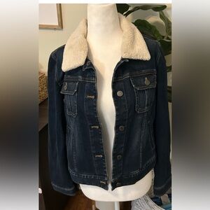 J.Jill denim jacket with removable fleece collar. Size small